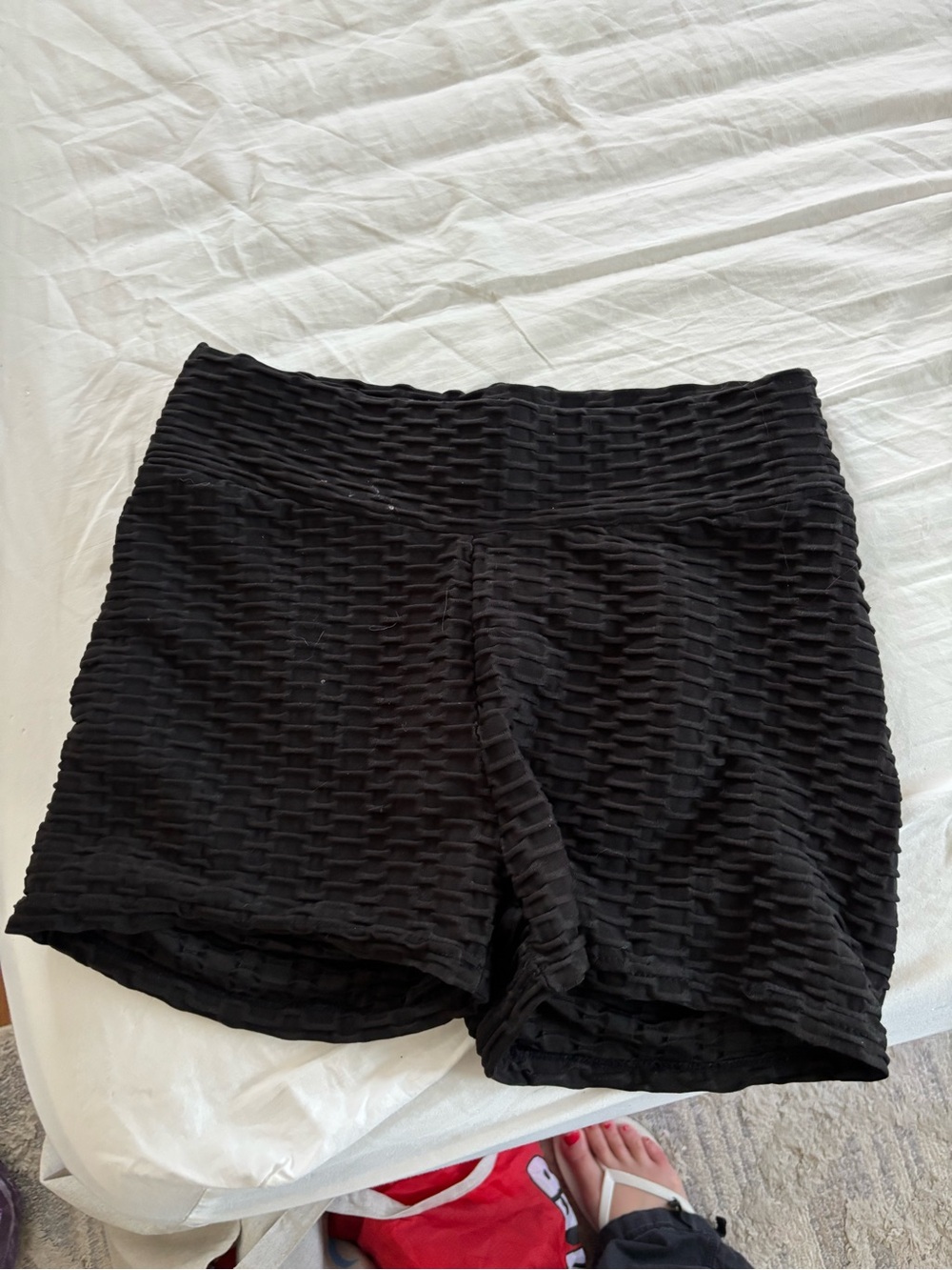 Black Women's Textured High-Waist Shorts
